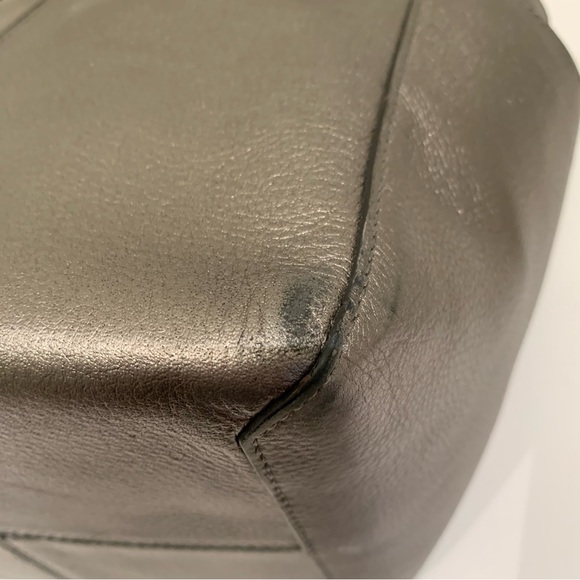 Kate Spade Metallic Pewter Double Handle Open Tote Bag, Silver Tone Hardware - Picture 11 of 15